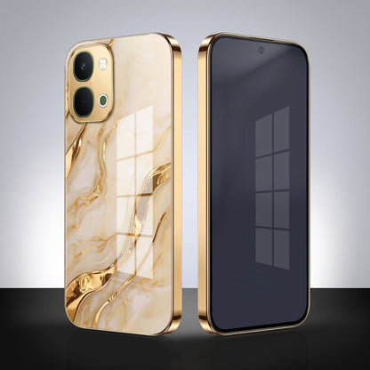 Vivo Y51 Pro 5G Marvel Texture Gold Electroplated Glass Phone Back Case