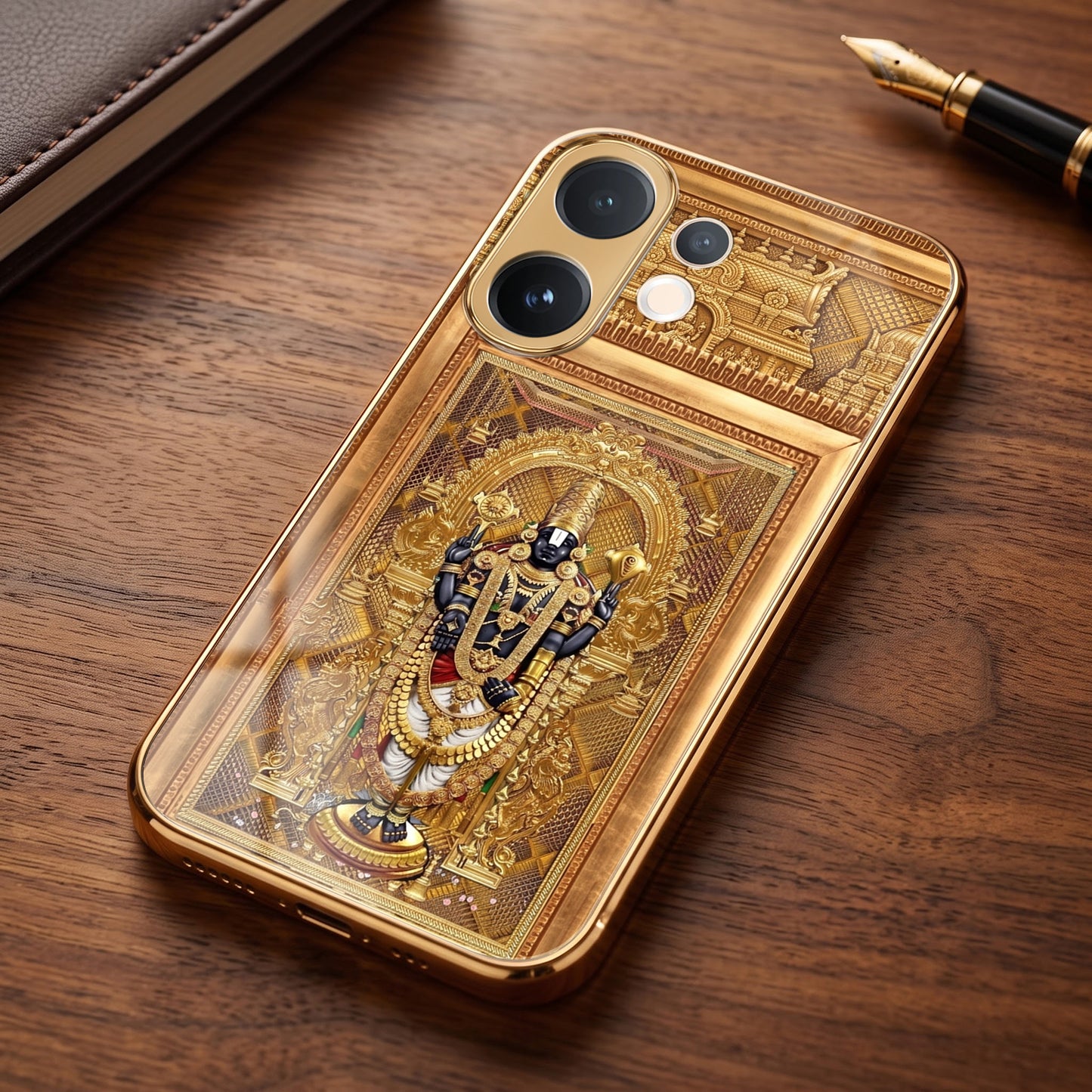 Vivo V60 5G Premium Heritage Gold Electroplated Glass Phone Back Case