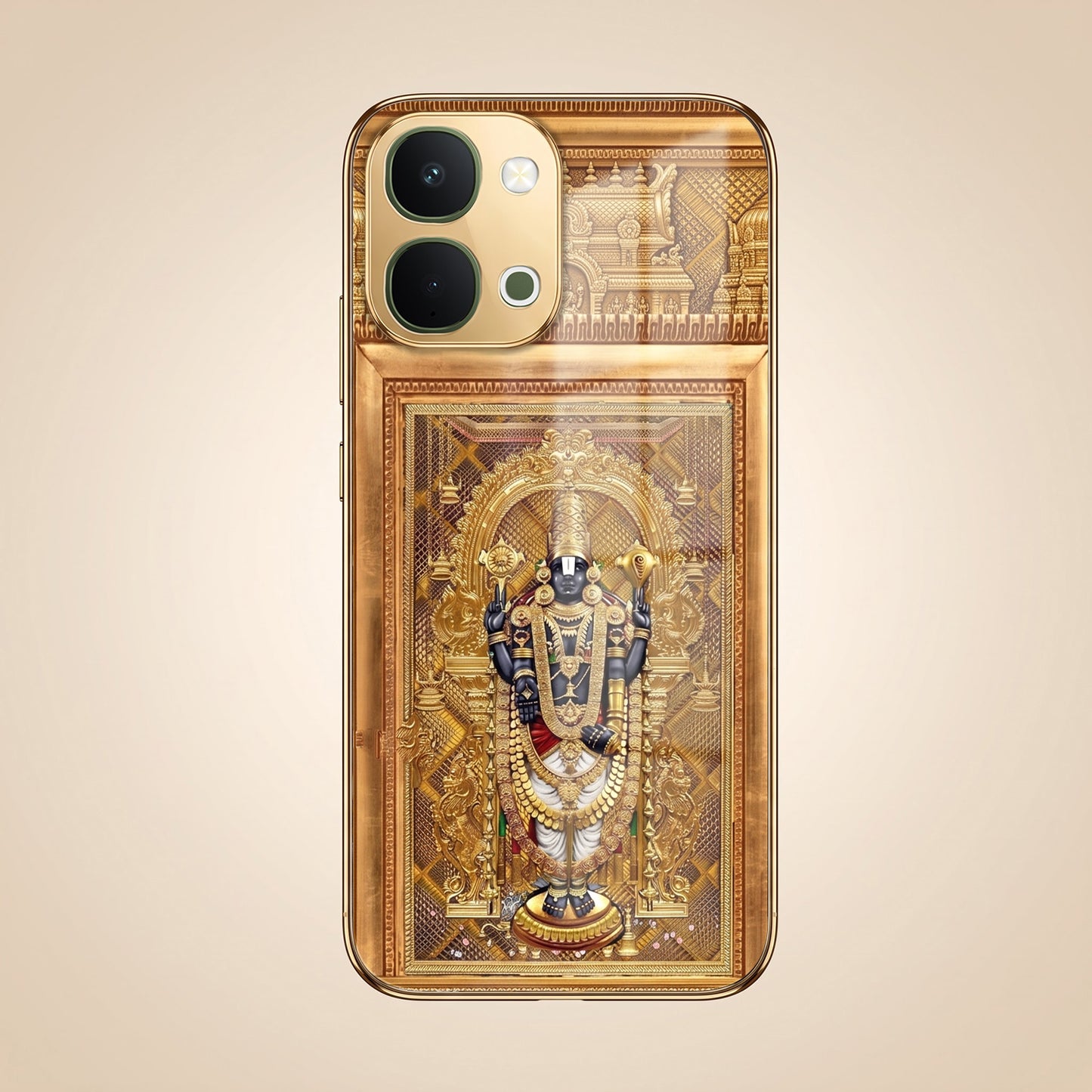 Vivo T5x 5G Premium Heritage Gold Electroplated Glass Phone Back Case