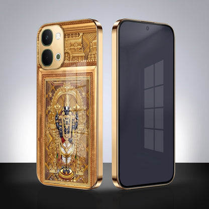 Vivo T5x 5G Premium Heritage Gold Electroplated Glass Phone Back Case