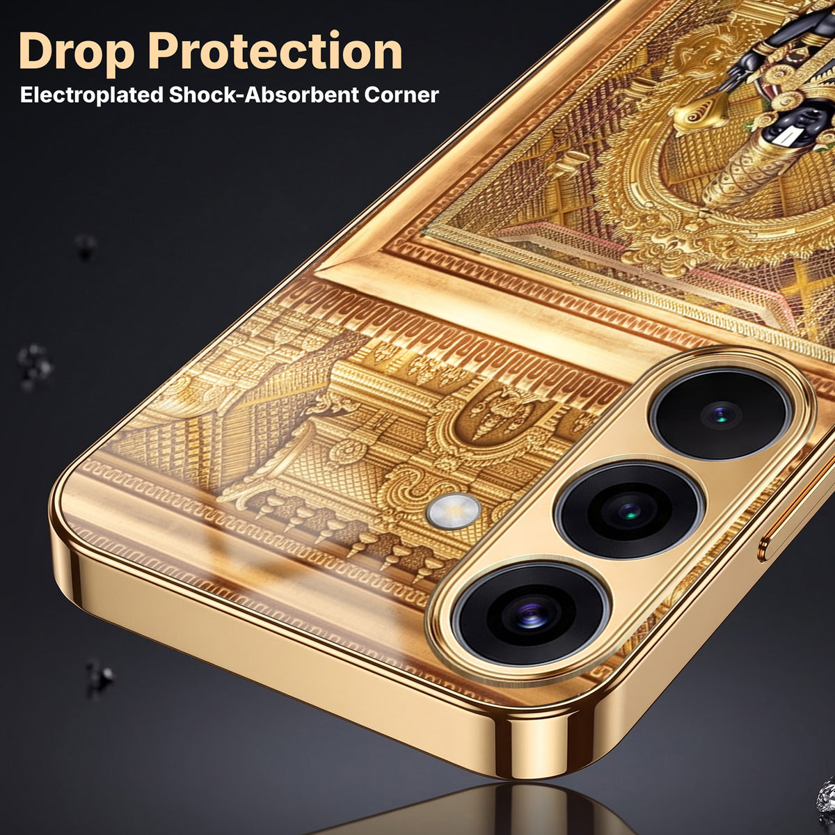 Samsung Galaxy A56 5G Premium Heritage Gold Electroplated Glass Phone Back Case