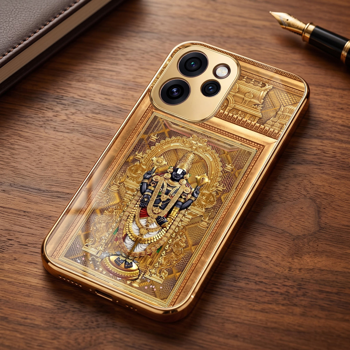 Oppo Reno 15 Pro Mini 5G Premium Heritage Gold Electroplated Glass Phone Back Case