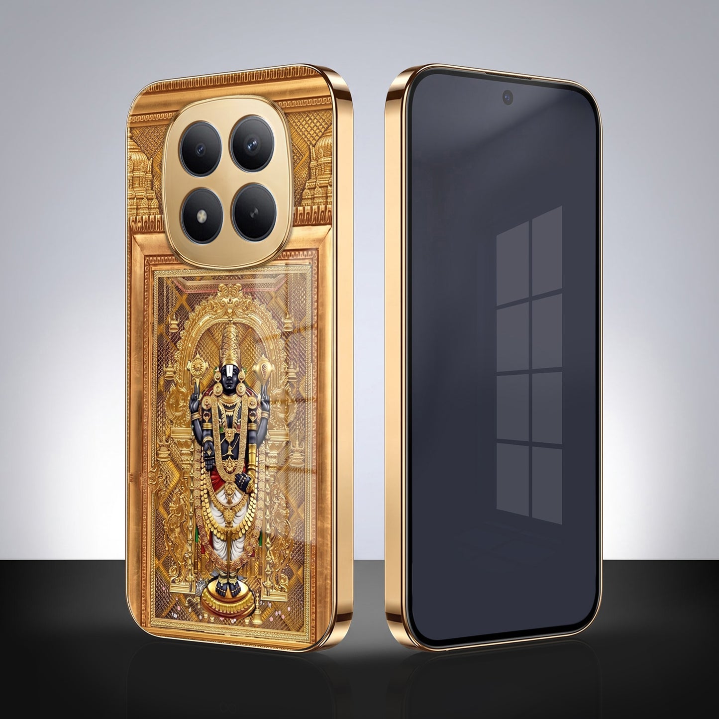 Redmi Note 15 Pro Plus 5G Premium Heritage Gold Electroplated Glass Phone Back Case