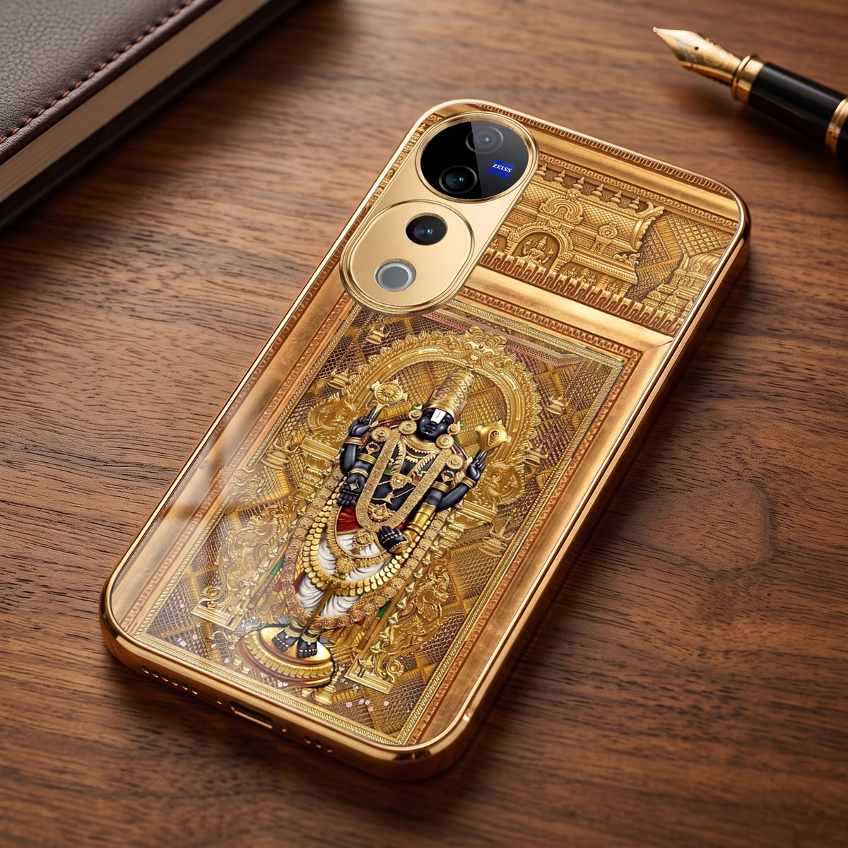 Vivo V40 Pro 5G Premium Heritage Gold Electroplated Glass Phone Back Case