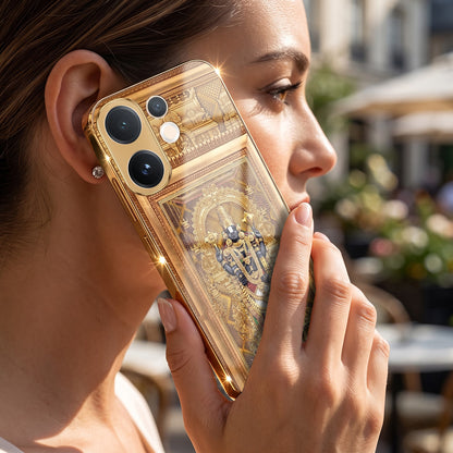 Vivo V60 5G Premium Heritage Gold Electroplated Glass Phone Back Case