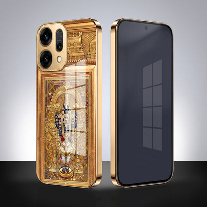 Oppo Reno 14 5G Premium Heritage Gold Electroplated Glass Phone Back Case