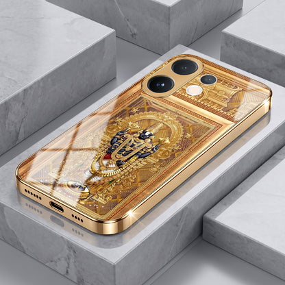 Vivo V60 5G Premium Heritage Gold Electroplated Glass Phone Back Case