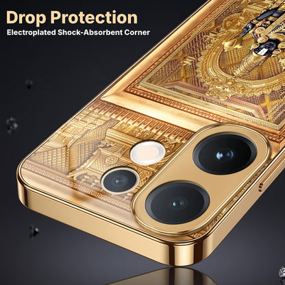 Vivo V60 5G Premium Heritage Gold Electroplated Glass Phone Back Case