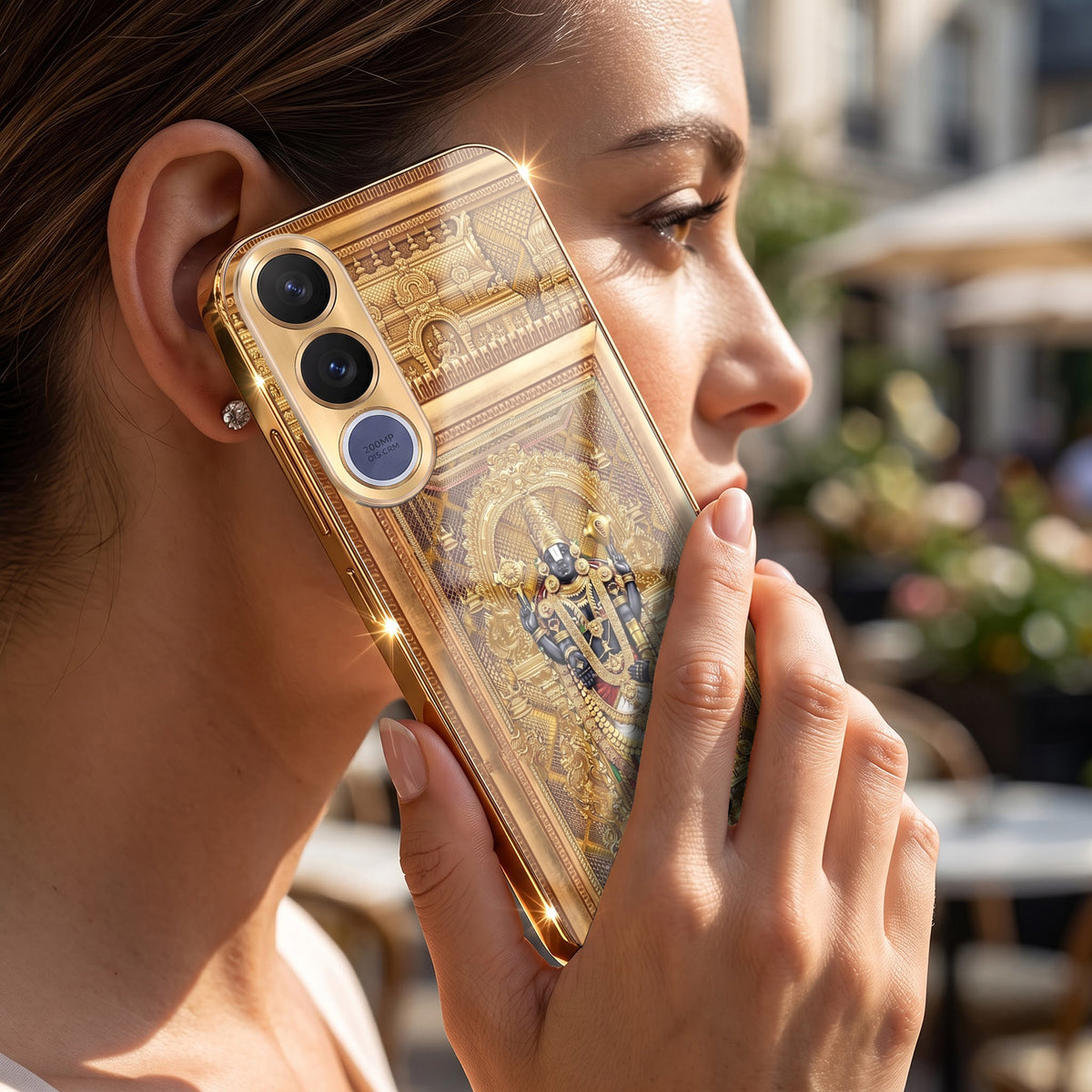 Vivo V70 FE 5G Premium Heritage Gold Electroplated Glass Phone Back Case