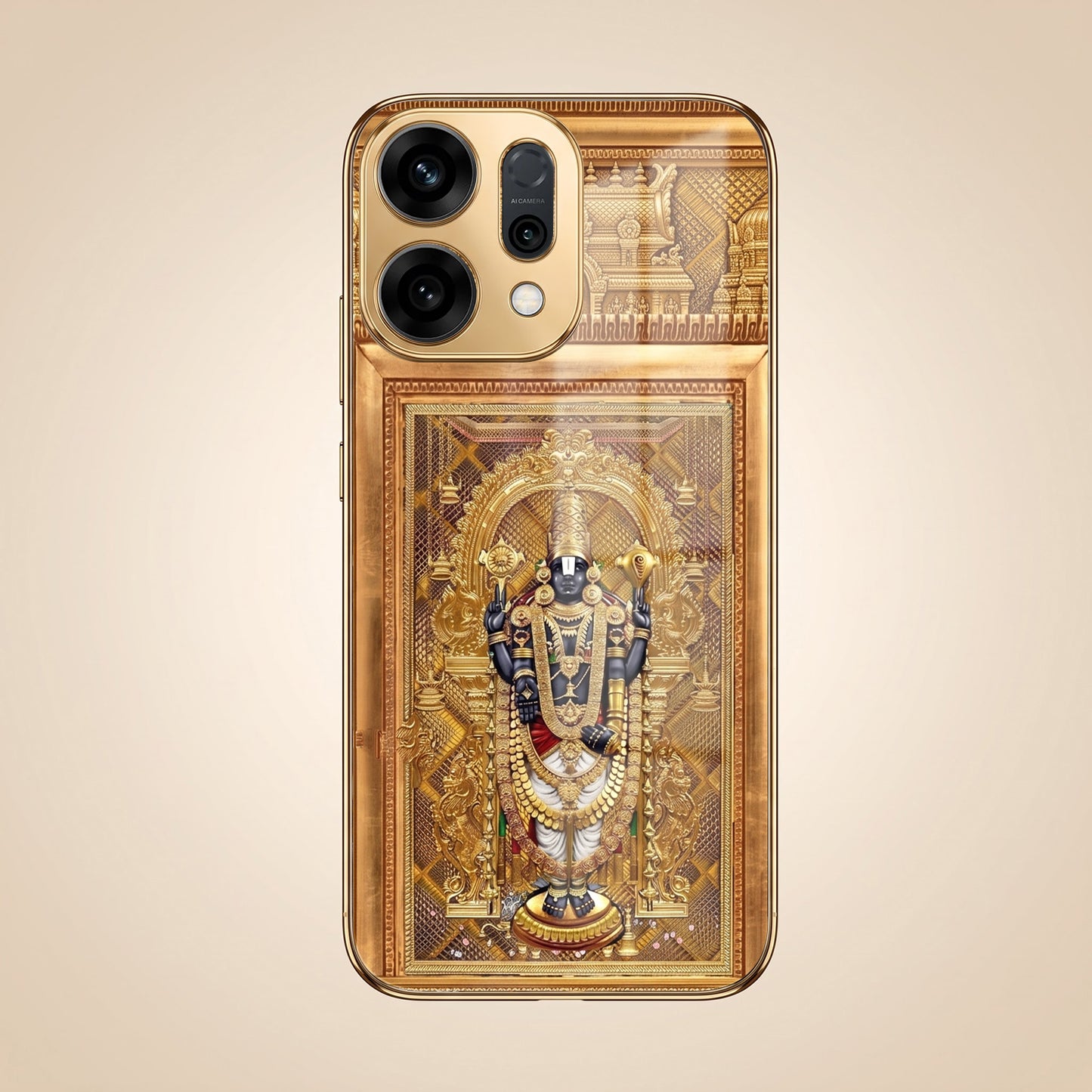 Oppo Reno 14 5G Premium Heritage Gold Electroplated Glass Phone Back Case