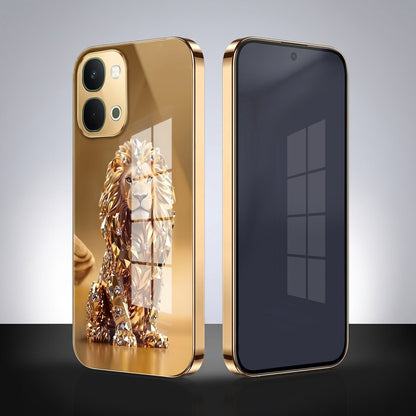 Vivo Y51 Pro 5G Luxury Lion Gold Electroplated Glass Phone Back Case