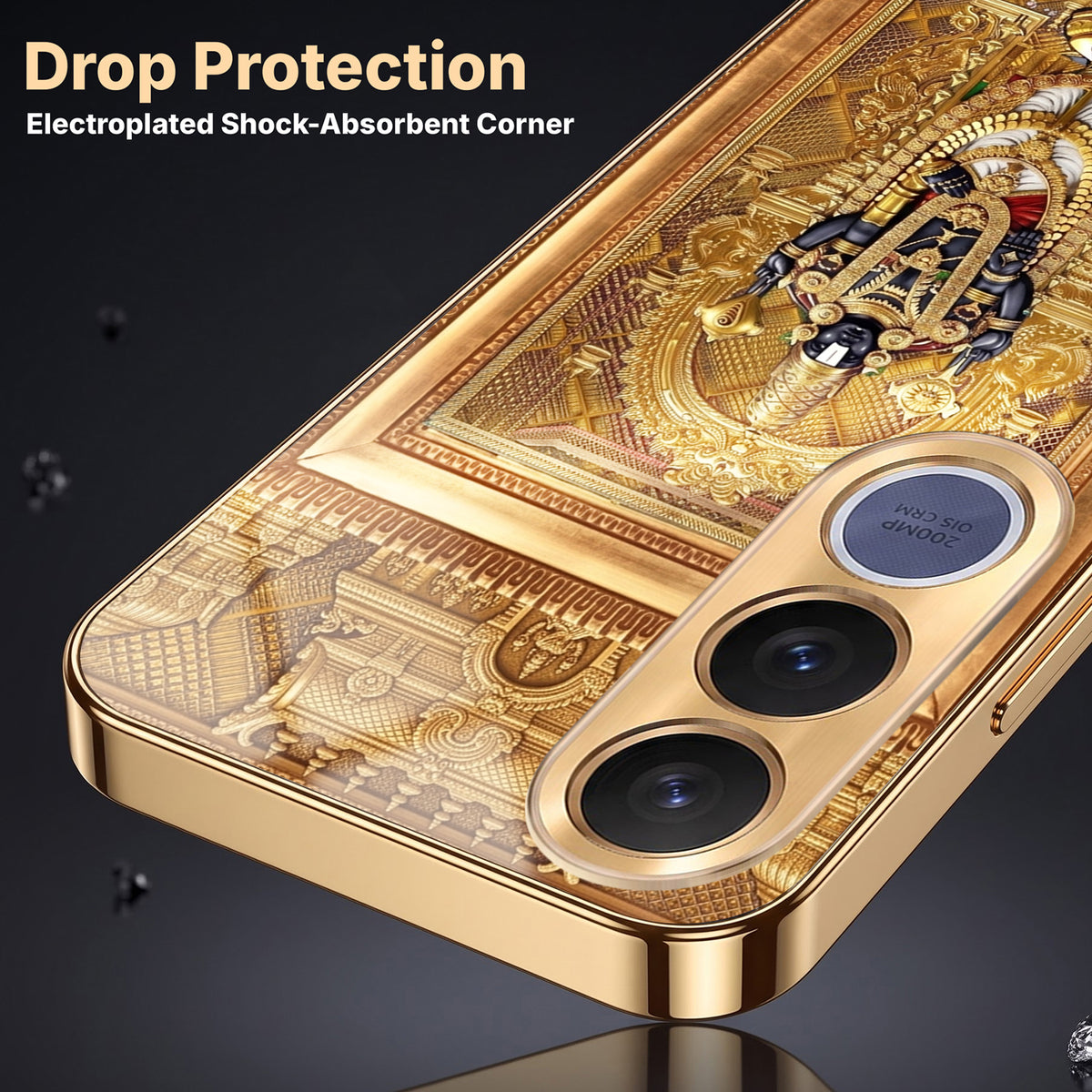 Vivo V70 FE 5G Premium Heritage Gold Electroplated Glass Phone Back Case