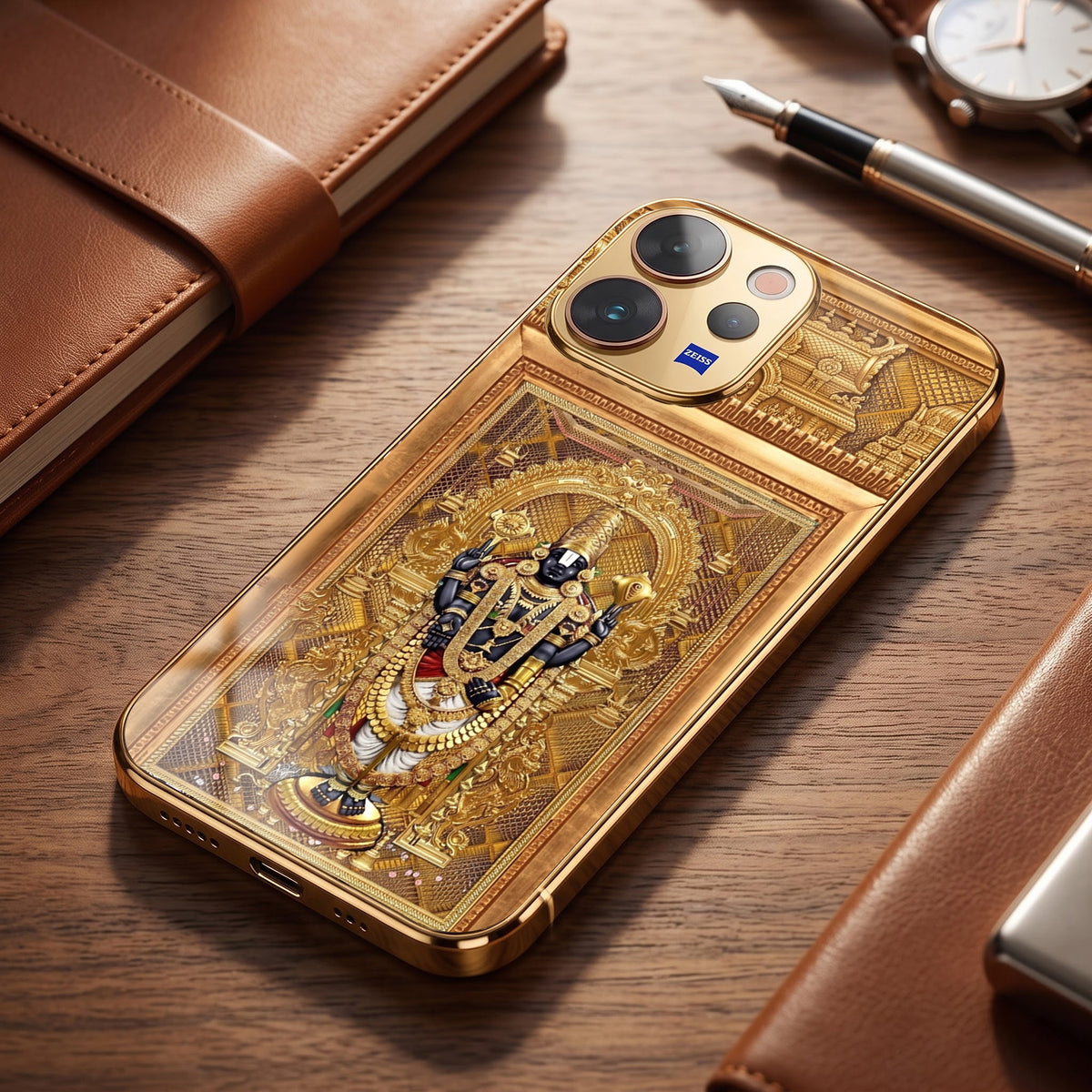 Vivo V70 5G Premium Heritage Gold Electroplated Glass Phone Back Case