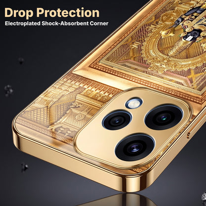 Oppo Reno 15 5G Premium Heritage Gold Electroplated Glass Phone Back Case