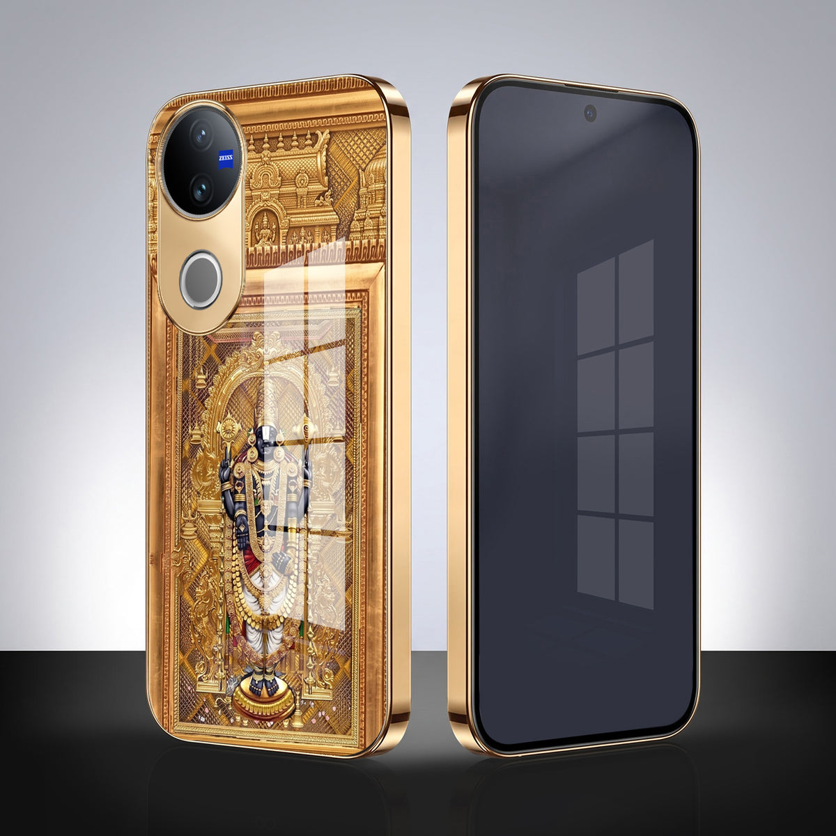 Vivo V50 5G Premium Heritage Gold Electroplated Glass Phone Back Case