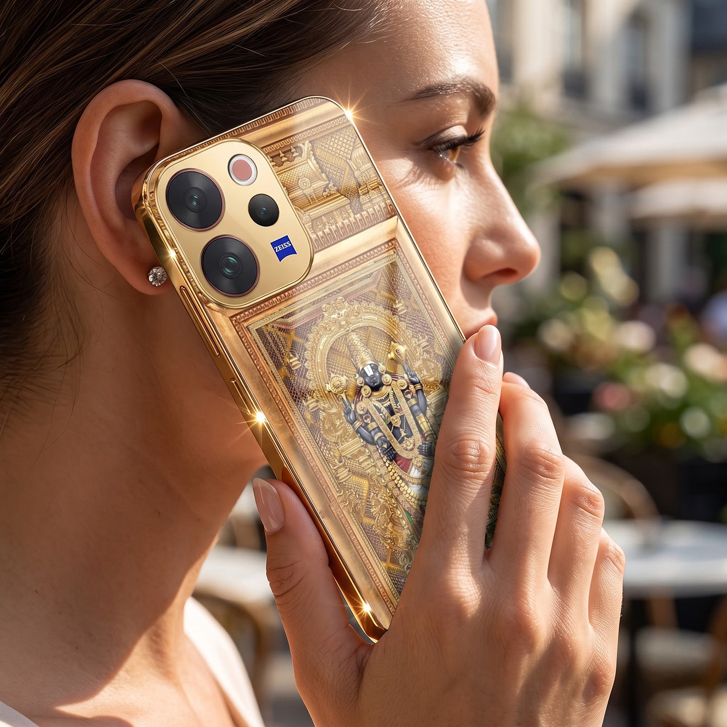 Vivo V70 5G Premium Heritage Gold Electroplated Glass Phone Back Case