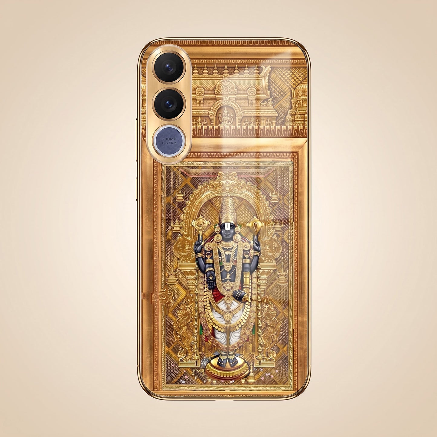 Vivo V70 FE 5G Premium Heritage Gold Electroplated Glass Phone Back Case