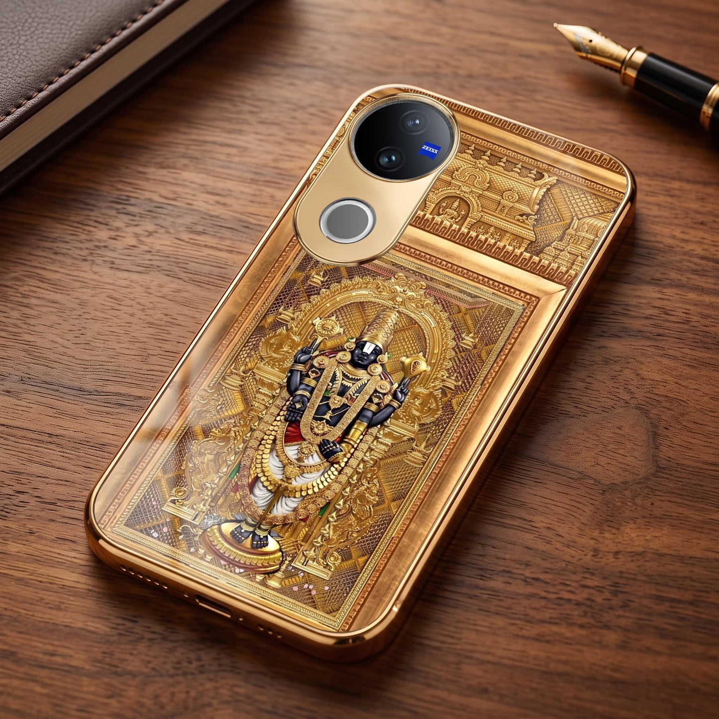 Vivo V50 5G Premium Heritage Gold Electroplated Glass Phone Back Case