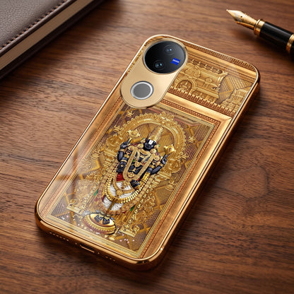 Vivo V50 5G Premium Heritage Gold Electroplated Glass Phone Back Case