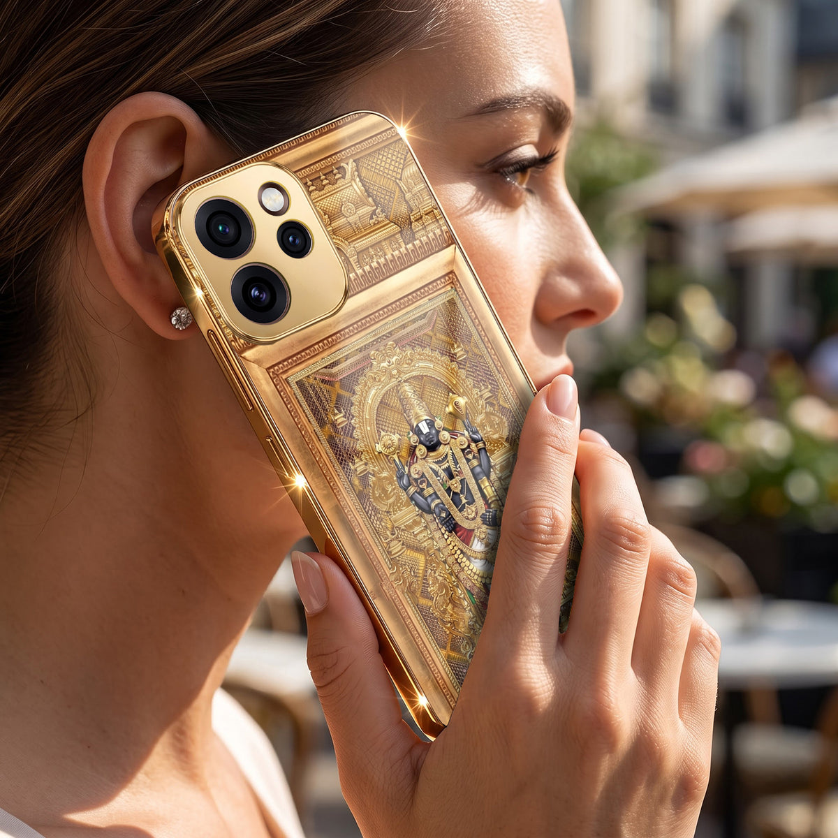 Oppo Reno 15 Pro Mini 5G Premium Heritage Gold Electroplated Glass Phone Back Case
