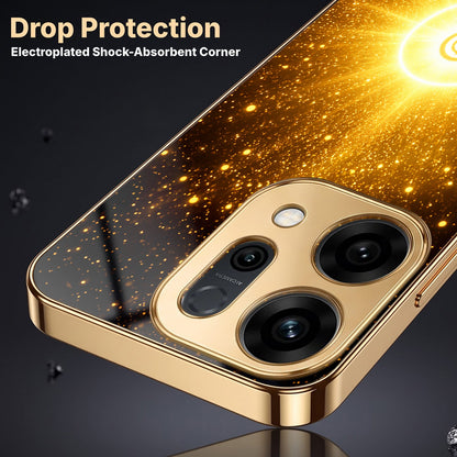 Oppo Reno 14 5G Lakshmi Sacred Gold Electroplated Glass Phone Back Case