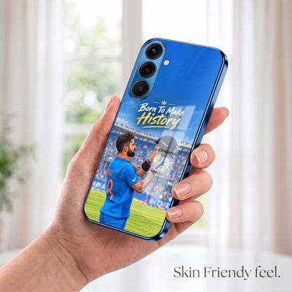 Samsung Galaxy A36 5G Born TO Make History Blue Electroplated Glass Phone Back Case