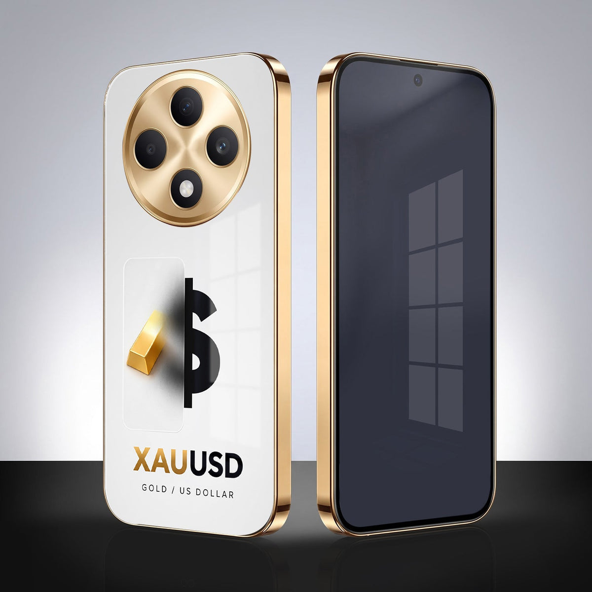 OppoF27 Pro+ 5G Luxury XAU/USD Gold Electroplated Glass Phone Back Case