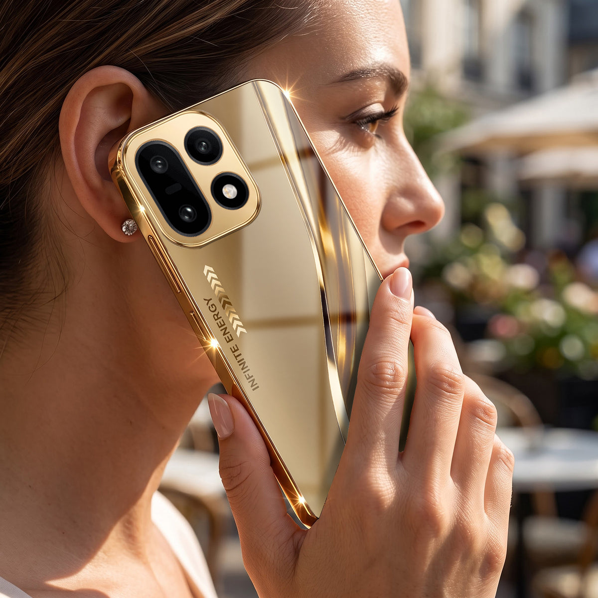 OnePlus 15 5G Luxury Infinity Energy Gold Electroplated Glass Phone Case