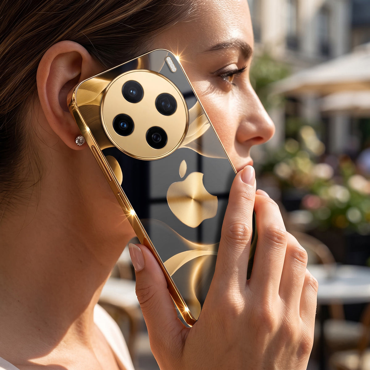 Vivo X200 5G Luxury Wave Gold Electroplated Glass Phone Back Case