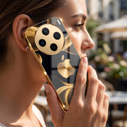 Vivo X200 5G Luxury Wave Gold Electroplated Glass Phone Back Case