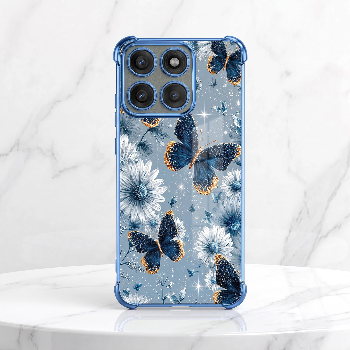 Motorola Edge 60 Pro 5G Blue Butterfly Floral Airbags Printed Back Case
