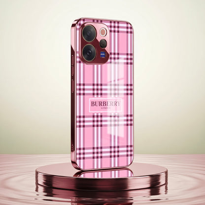 Vivo V70 5G Burberry Classic Pink Electroplated Glass Phone Back Case