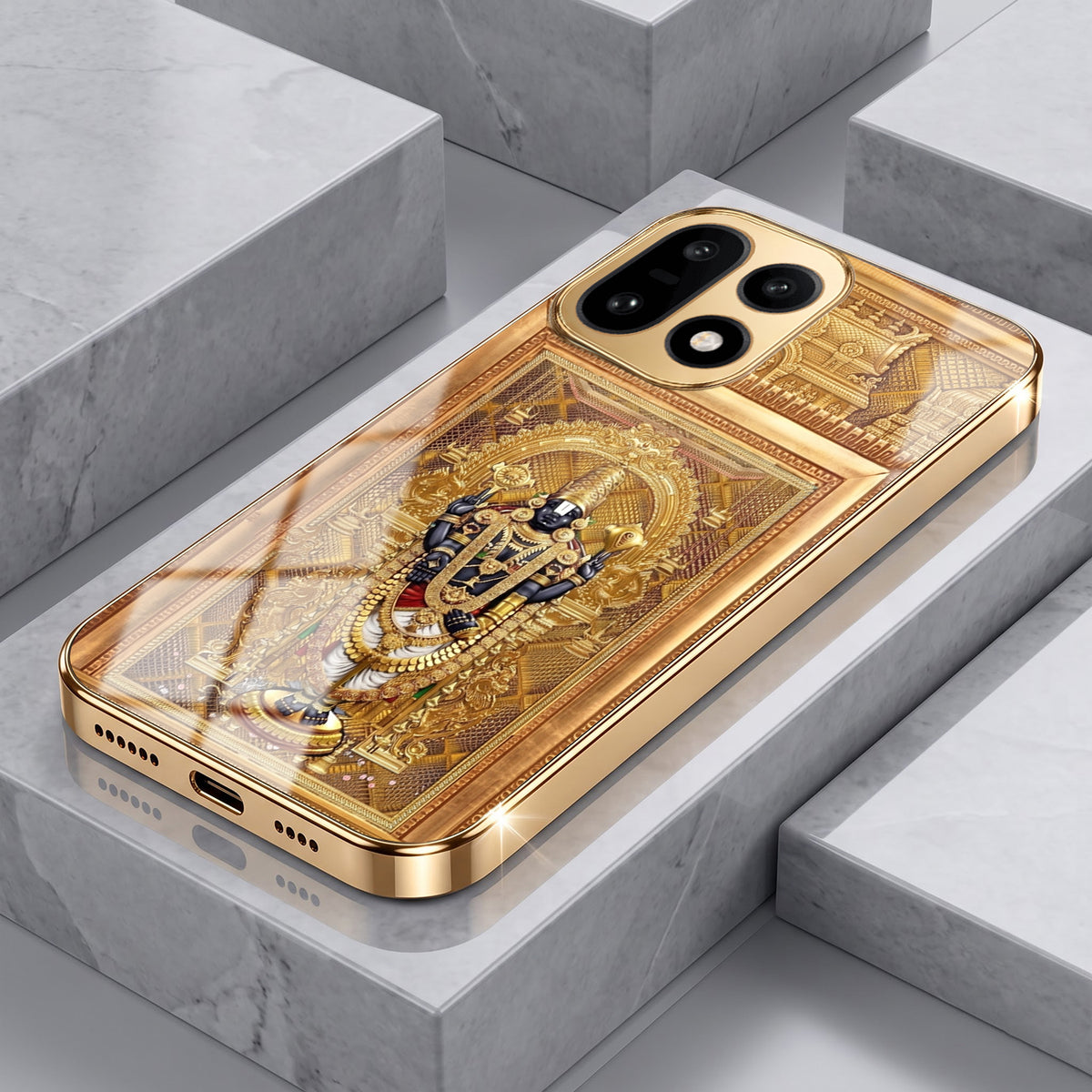 OnePlus 15 5G Premium Heritage Gold Electroplated Glass Phone Back Case
