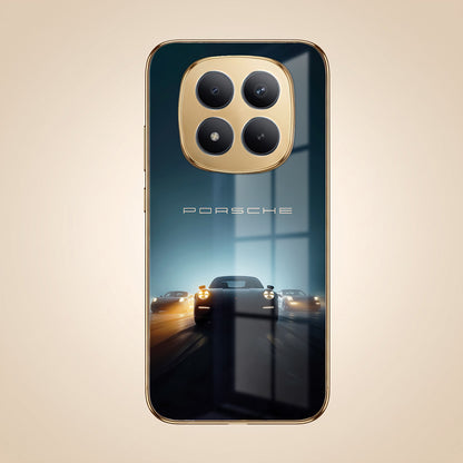 Redmi Note 15 Pro Plus 5G Porsche Luxury Gold Electroplated Glass Phone Back Case