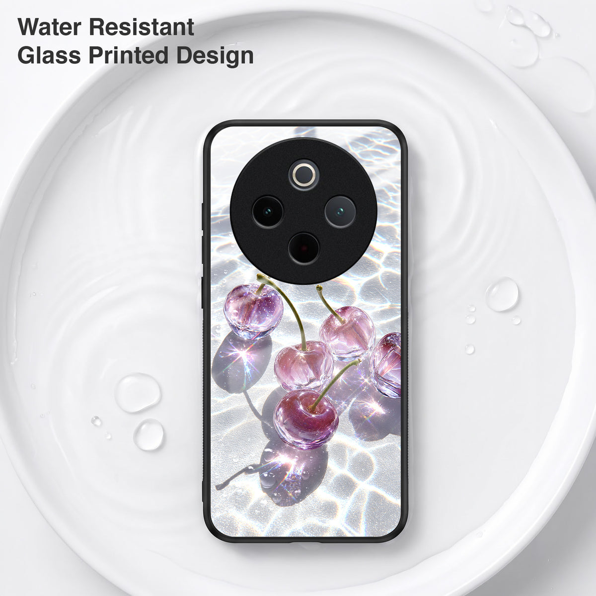 Vivo T4 5G Purple Transparent Cherry Acrylic Glass Back Case