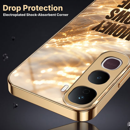 Vivo Y400 Pro 5G Money Flows To Me Gold Electroplated Glass Phone Back Case