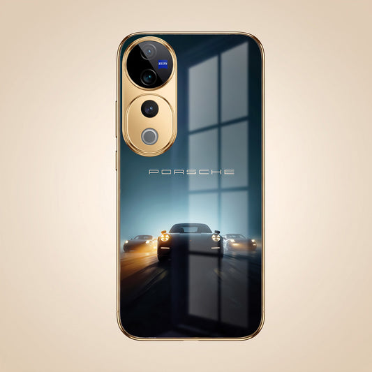Vivo V40 Pro 5G Porsche Luxury Gold Electroplated Glass Phone Back Case