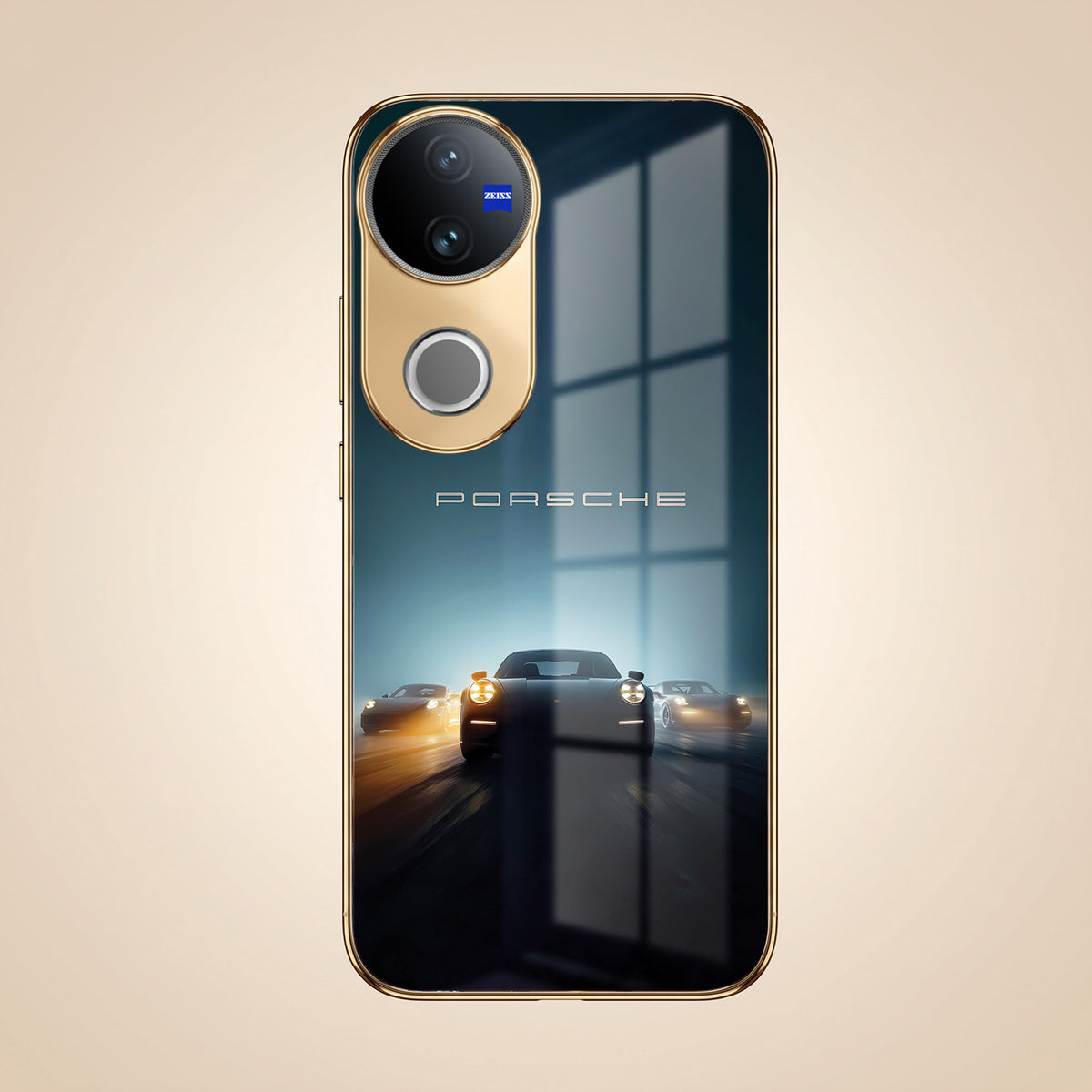 Vivo V50 5G Porsche Luxury Gold Electroplated Glass Phone Back Case