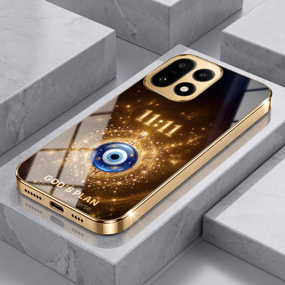 OnePlus 15 5G God’s Plan Evil Eye Gold Electroplated Glass Phone Back Case