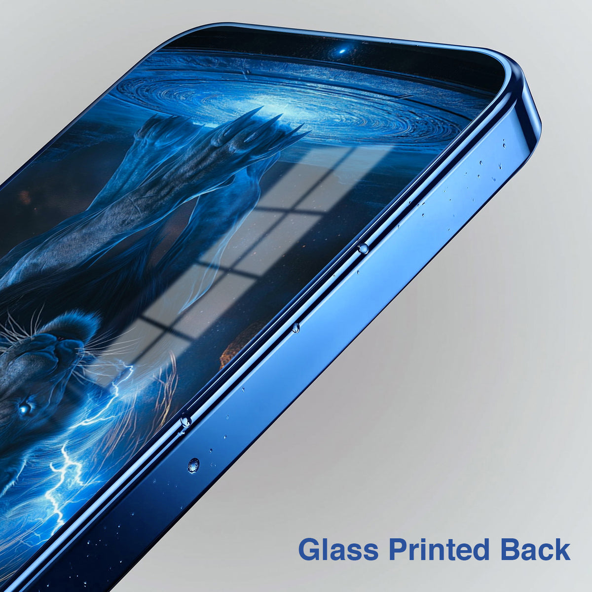 Samsung Galaxy A36 5G Thunder Titan Lion Blue Electroplated Glass Phone Back Case