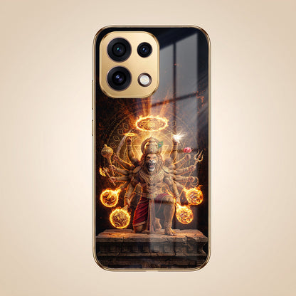 Oppo Reno 16C 5G Lord Narasimha Gold Electroplated Glass Phone Back Case