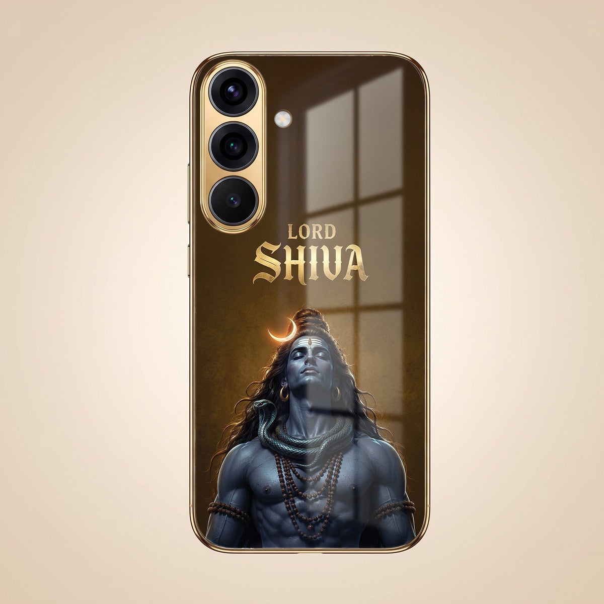 Samsung Galaxy A56 5G Lord Shiva Gold Electroplated Glass Phone Back Case