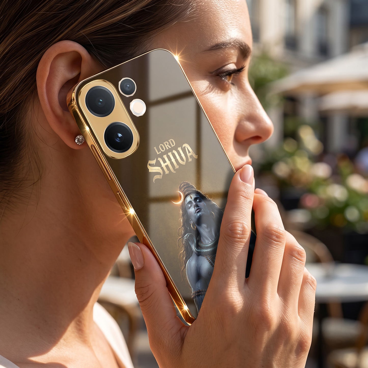Vivo V60 5G Lord Shiva Gold Electroplated Glass Phone Back Case