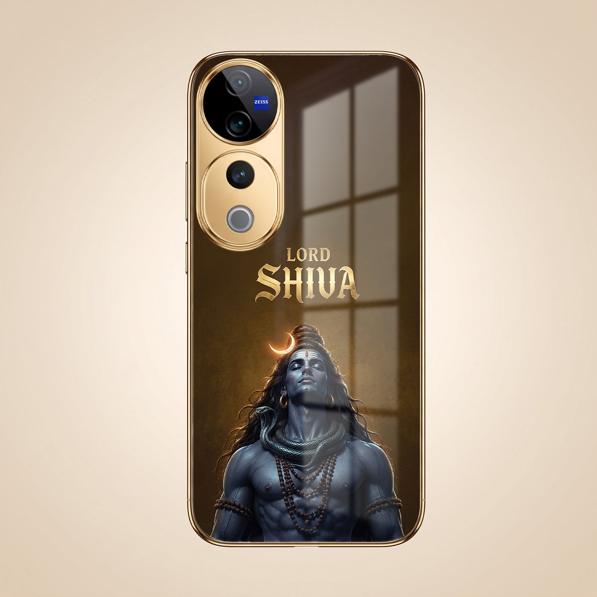 Vivo V40 Pro 5G Lord Shiva Gold Electroplated Glass Phone Back Case
