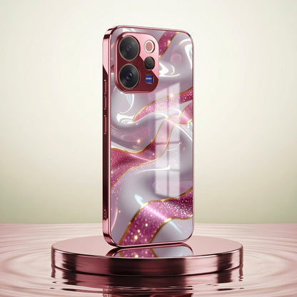 Vivo V70 5G Pearl Marble Pink Electroplated Glass Phone Back Case