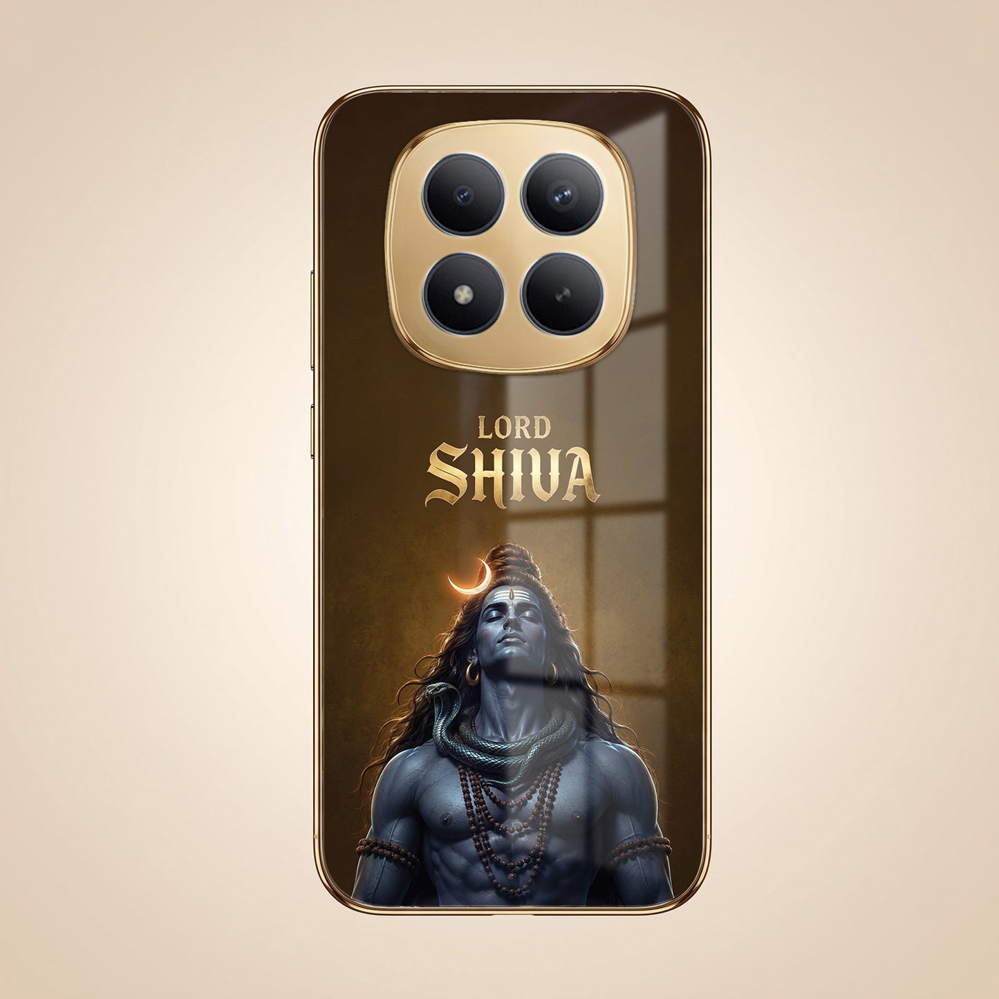 Redmi Note 15 Pro Plus 5G Lord Shiva Gold Electroplated Glass Phone Back Case