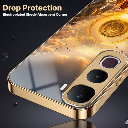 Vivo Y400 Pro 5G Celestial Seven Horses Gold Electroplated Glass Phone Back Case