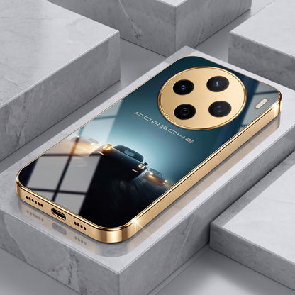 Vivo X200 5G Porsche Luxury Gold Electroplated Glass Phone Back Case