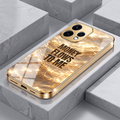 Oppo Reno 15 5G Money Flows To Me Gold Electroplated Glass Phone Back Case