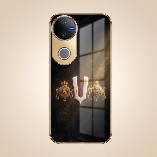 Vivo V50 5G Royal Heritage Edition Gold Electroplated Glass Phone Back Case